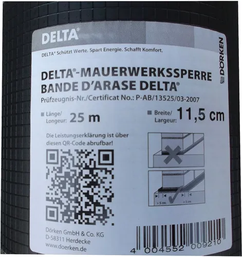 Delta Mauerwerkssperre 25m PVC Mauersperre Mauerwerksperre Dörken Sperrfolie