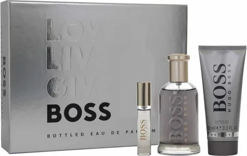 Hugo Boss Bottled Geschenkset – Edp Spray 100ml, Miniatur 10ml & Duschgel 100ml - Entdecken Sie das exklusive Hugo Boss Bottled Geschenkset mit 100ml Eau de Parfum, 10ml Miniatur und 100ml Duschgel. Perfekt für den modernen Gentleman, der stilvolle Eleganz und maskulinen Duft schätzt.
