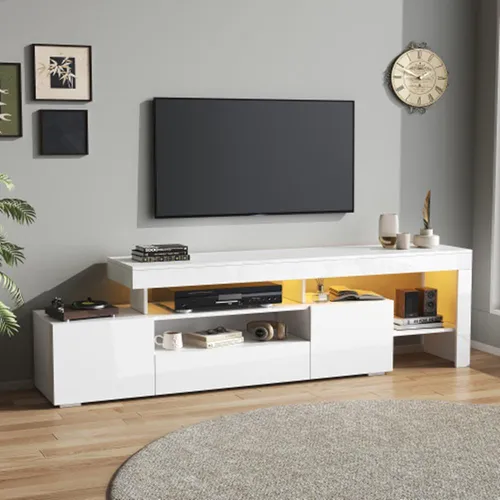TV schrank mit 3 schränke ,TV stand und Fernsehschrank Mit LED,Hochglanz Lowboard und Fernsehtisch,TV-Board für 85 Zoll,192*37*53cm