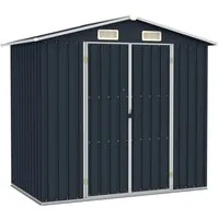 vidaXL Gerätehaus Anthrazit 205x129x183 cm - Gerätehaus aus verzinktem Stahl, wetterfest und ideal zur Aufbewahrung von Gartengeräten und -möbeln.