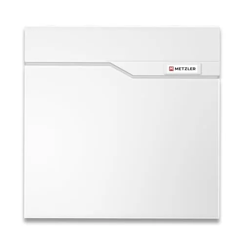 Metzler Briefkasten Weiß mit Zeitungsfach und austauschbarem Namensschild - Wandbriefkasten Pulverbeschichtet in RAL 9016 - Hochwertiger Postkasten wassedicht und rostfrei mit Namensschild