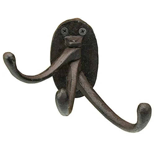 MACOSA SA05418 3er Wand-Haken Metall-Garderobenhaken Braun rostig Antik Landhausstil Kleiderhaken Handutchhaken Garderobe Flur