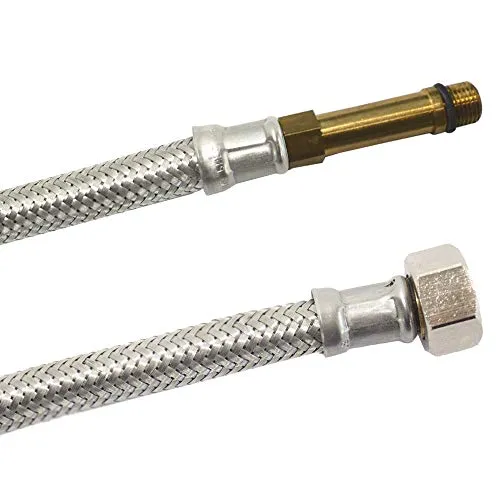 DN8 DVGW Panzerschlauch m. Edelstahlumflechtung M10 Lang x 3/8