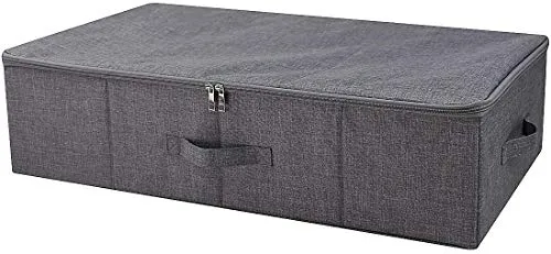 iwill CREATE PRO 70x40x18cm, faltbare waschbare Unterbett-Aufbewahrungsbehälter mit Reißverschluss, Kleiderschrank-Schrank-Organizer-Behälter für Kleidung, Schuhe, Spielzeug, schwarz-grau