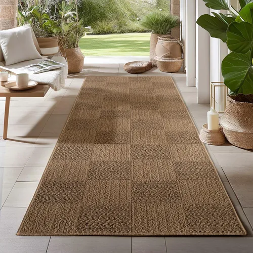 Carpetsale24 In- & Outdoor Teppich Wetterfest im natürlichen Jute-Look, ideal für Wohnzimmer, Küche, Terrasse & Balkon, Grösse: 80x250 cm