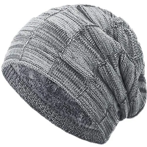 Compagno warm gefütterte Beanie Wintermütze Flechtmuster unifarben oder meliert Einheitsgröße Mütze