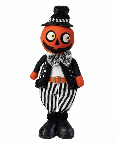 Horror-Shop Dekoobjekt Mr. Pumpkin Halloween Kürbis Figur 40cm - Süße 40 cm große Kürbisfigur aus weichem Stoff, ideal als kinderfreundliche Halloween-Deko oder Geschenk. Perfekt für eine festliche Atmosphäre und als Blickfang in jedem Raum.