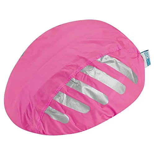 EAZY CASE Fahrradhelm Regenüberzug, Regenschutz für Helme, wasserabweisender Helmüberzug mit Gummizug, Reflektor Helmschutz Regenabdeckung für mehr Sicherheit im Straßenverkehr, Pink