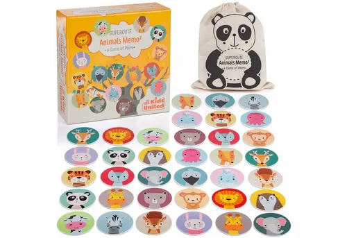 all Kids United Lernspielzeug ALL KIDS UNITED Memo² Lernspiel Holz – Tier Memory Spiel Kinder, Tierspiel für Kinder
