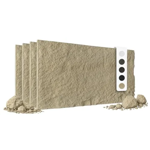 HEXIM Steinoptik Felsen Platten 4er Set 120x60cm - 4 Stück 3D Wandpaneele in Beige, ideal für stilvolle Wandgestaltung. Leichtes, robustes PU-Material sorgt für eine elegante Felsoptik und einfache Montage. Perfekt für eine pflegeleichte Innenraumgestaltung.