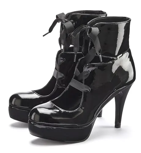 LASCANA Belle Affaire High-Heel-Sandalette - Damen Sandalette in Schwarz mit glänzender Lackoptik und 11 cm Plateauabsatz, ideal für einen sexy Look bei besonderen Anlässen.