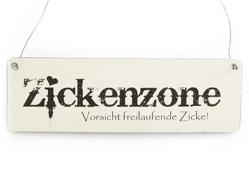 Vintage Deko Schild Türschild ZICKENZONE Shabby Nostalgie Landhaus Holz weiß