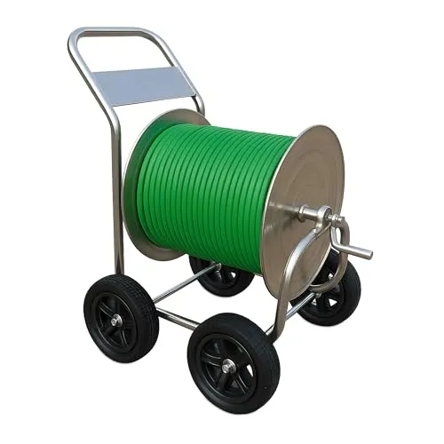 Mobiler Edelstahl Schlauchwagen – Gartenschlauchwagen für einfache Handhabung