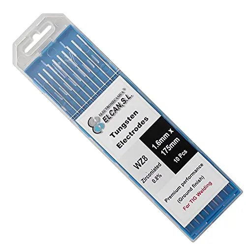 ELCAN Wolfram WIG-Schweißen Zirkonium 0,8% Weiß AZ8 Professional, Schweißelektroden für 1,0 1,6 2,0 2,4 3,2 mm WIG-Brenner, 10 Einheiten - Abmessungen: 1,6 x 175 mm