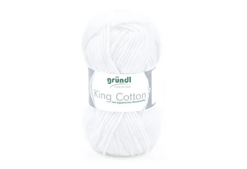 Gründl Wolle King Cotton Baumwollgarn Strickgarn Häkelwolle, 78,00 m (50g Handstrickgarn, Strickwolle, Baumwollmischgarn mit ägyptischer Baumwolle, zum Stricken und Häkeln für Nadelstärke 6 - 7 mm), mit Häkel - Anleitung zum download