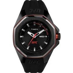 Timex Herren Uhr Armbanduhr Analog Silikon TW2V57300 UFC Pro - Armbanduhr für Herren mit 100 m Wasserdichtigkeit, ideal für Sport und Freizeit. Elegantes Design mit schwarzem Silikonarmband und analoger Anzeige.
