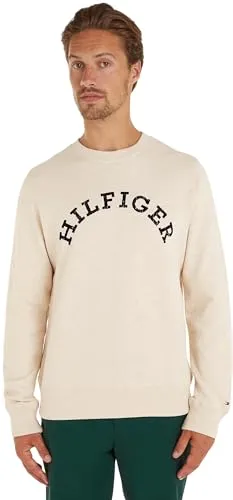Tommy Hilfiger Herren Sweatshirt ohne Kapuze, Elfenbein (Calico Heather), S