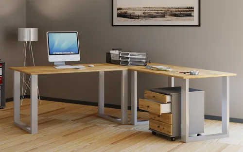 VCM Lona Holz Eckschreibtisch 190x130 cm - Schlichter Eckschreibtisch in L-Form, individuell montierbare Tischplatten, stabile Metallfüße und hochwertige Verarbeitung – ideal für Ihr Büro oder Homeoffice.