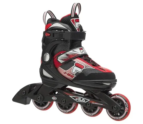FILA Inliner für Kinder J-One, 4-fach größenverstellbar Rollerblades - Renn-Skates mit perfekter Belüftung für angenehmes Tragegefühl. Ideal für wachsende Kinderfüße dank 4-facher Größenverstellung und sicherem Halt durch Rasterverschluss und Klettband.