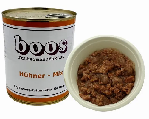Boos Hühner Mix 800g Dose Hundefutter m. Hühnermägen,- herzen,-  leber / barf