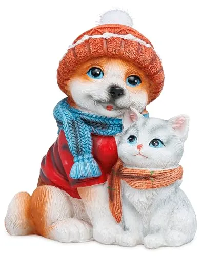 SIKORA Dekofigur Hund & Katze Weihnachtsfigur für Weihnachten und Winter Deko Figur für zuhause oder Garten - DK37