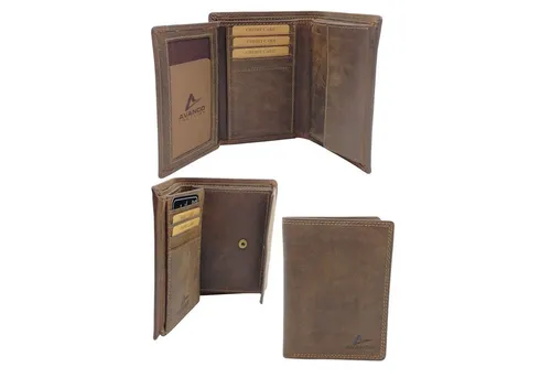 GlücksNugget Geldbörse Kombibörse HUNTER dunkelbraun handlich aus Leder mit RFID-Schut