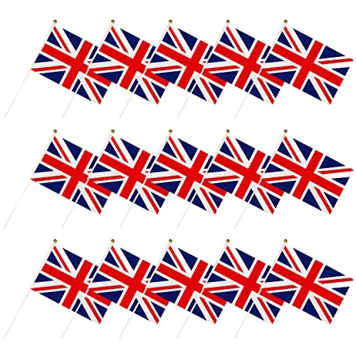Stück Union Jack, gewellte Flaggen, Partydekoration, Souvenir an die Krönung von König Karl III, geeignet für königliche Feiern, Sportveranstaltungen (14 x 21 cm) 15