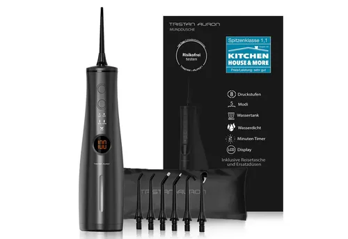 Tristan Auron Munddusche mit 6 Ersatzdüsen und LCD-Display