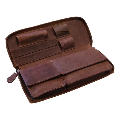 Echtleder Tabak Drehtasche havanna braun