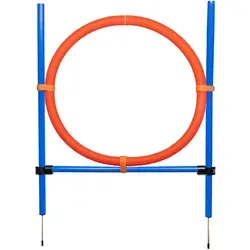 Agility Sprungring für große Hunde - Tierspielzeug mit 70 cm Durchmesser, stufenlos höhenverstellbar für individuelles Hundetraining und einfach transportierbar dank Tragetasche.