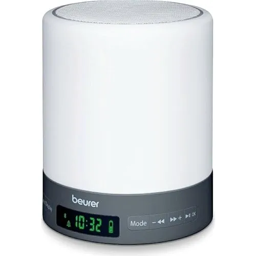 BEURER Tageslichtwecker WL 50 - Weiß, digitaler Wecker mit 3-Stufen-Helligkeit, Bluetooth und Musikwiedergabe für sanftes Aufwachen
