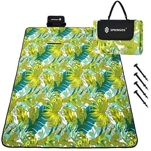 SPRINGOS Picknickdecke 150 x 200 cm Sitzunterlage Sitzmatte Gartendecke Alufolie Bodenanker
