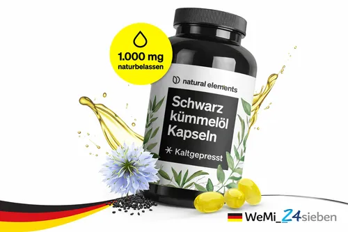 Schwarzkümmelöl Kapseln mit Vitamin E – 400 Stück - Nahrungsergänzungsmittel mit 1000 mg kaltgepresstem ägyptischen Schwarzkümmelöl pro Tagesdosis, ideal für ganzheitliche Gesundheit – 6-Monats-Vorrat, in Deutschland produziert.
