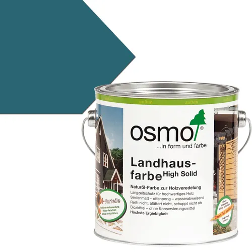 Osmo Holzfarbe Landhausfarbe 2,5l - wetterfest in labradorblau - Lacke für außen, seidenmatter Holzanstrich auf Naturölbasis, wasserabweisend und UV-beständig. Ideal für Holz, lässt es atmen und schützt vor Quellen und Schwinden.