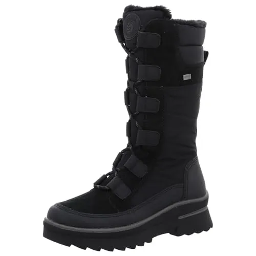 Remonte Damen Stiefel D2B71-02 in Schwarz, Größe 38 - Wanderschuhe mit Warmfutter für warme Füße im Winter, Schnürung für individuellen Halt und praktischem Reißverschluss für einfaches An- und Ausziehen.