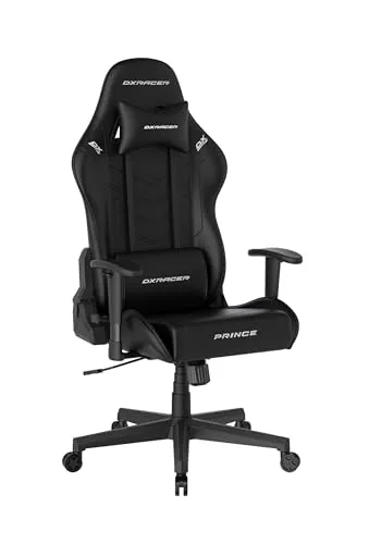 DXRacer Prince L PF132 Gaming- und Bürostuhl - Ergonomischer Chefsessel mit Wippfunktion, höhenverstellbar und ideal für lange Gaming-Sessions oder Büroarbeit, inklusive 2D Armlehnen und bequemen Kissen.