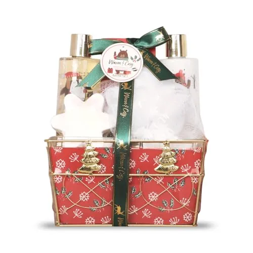 GLOSS ! Bade-Set WARM & COSY – Beauty-Set für Frauen – Weihnachtsgeschenk-Set – Beauty-, Pflege- & Wellness-Korb – Originelles Geschenk für Frauen, Geburtstag, Muttertag - BOX