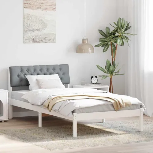 Maison Exclusive Bettgestell Weiß und Hellgrau 100 x 200 cm aus Massivholz