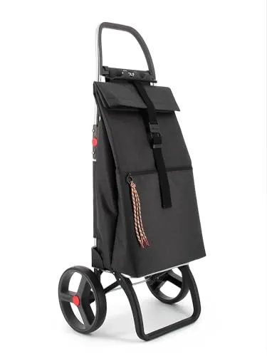 Klappbarer Einkaufstrolley Rolser Big Tweed 2 große Räder - Schwarz