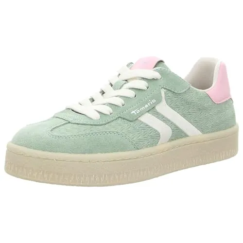 Plateausneaker TAMARIS - Damen, Gr. 37, mint kombiniert - Stylische Plateausneaker von TAMARIS aus Veloursleder und Lederimitat mit gepolstertem Schaftrand für optimalen Tragekomfort. Ideal für sportliche Freizeitlooks!