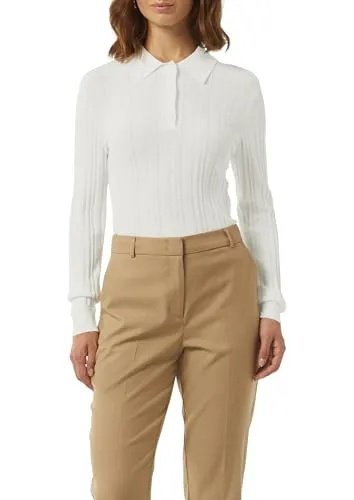 Comma Slim Fit Pullover mit Polokragen - Eleganter Pullover für Damen im Slim Fit mit Rippstruktur, ideal für stilvolle Outfits. Der Polokragen und die elastische Qualität sorgen für einen modernen Look.