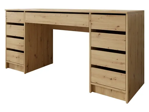 MIRJAN24 Schreibtisch Ada Bis mit 9 Schubladen - Kinderschreibtisch in Eiche Artisan, ideal für Ordnung mit neun praktischen Schubladen und stabilen Kunststofffüßen, perfekt für kreative Aufgaben im Kinderzimmer.