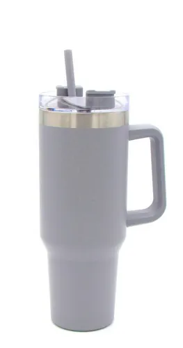 Michelino Thermoflasche To Go Doppelwandiger Thermobecher, für kalt und heiß inkl. Strohhalm Volumen ca. 1200ml