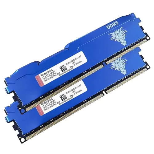 DDR3 16GB Kit (8GBx2) Desktop RAM 1600MHz PC3-12800 UDIMM Non-ECC Unbuffered 1.5V 2Rx8 Dual Rank 240 Pin CL11 PC Computer Memory Upgrade Module Arbeitsspeicher Kit (Blau)