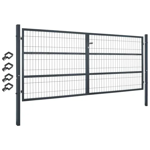 V2Aox Gartentor Doppelflügelig 300x140 cm - Zauntore - Robustes, abschließbares Gartentor aus verzinktem und pulverbeschichtetem Stahl, ideal für Sicherheit und Schutz von Eigentum.