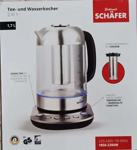 Wasserkocher 1,7 Liter mit Warmhaltefunktion und LED