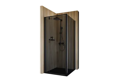 Schulte Duschkabine Drehtür 80x80 cm - Duschkabine aus 6 mm Sicherheitsglas, elegant in Mattschwarz, ideal für schiefe Wände, einfache Montage ohne Fachkenntnisse.