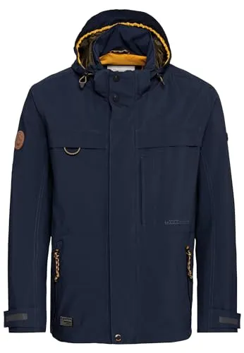 Camel Active Übergangsjacke in Dunkelblau, Größe 56 - Funktionsjacke für Herren in plussize, mit fixierter Kapuze und praktischen Reißverschlusstaschen - ideal für Übergangszeiten.