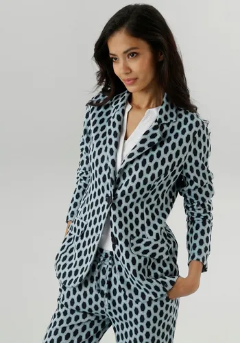 Jerseyblazer ANISTON SELECTED für Damen, Gr. 40 - Eleganter Jerseyblazer in hellblau mit geometrischem Wabenmuster. Der figurbetonte Schnitt und das leichte Tragegefühl machen ihn ideal für Business-Mode.