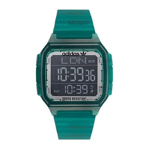 Adidas Digital One GMT AOST22048 - Herren Armbanduhr - Hochwertige Herren Armbanduhr mit digitaler Anzeige, 5 ATM wasserdicht und vielseitigen Funktionen wie Stoppuhr und Alarm. Ideal für Sport und Alltag.